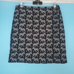 J. Crew Black and White Zebra Print Midi Skirt